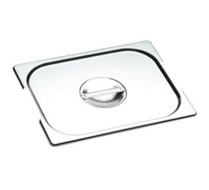 Imagem de CUBA SAVOY GN EM ACO INOX 1/2 100MM 6,3L C/ ALCA E TAMPA GN 1/2 C/ RECORTE P/ ALCAS