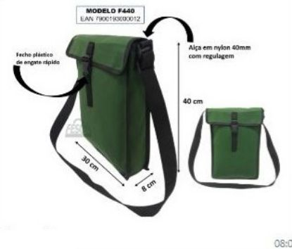 Imagem de BOLSA DE LONA 400 X 080 X 300MM VERDE C/ ALCA / TAMPA