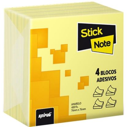 Imagem de BLOCO AUTOADESIVO, AMARELO, 400 FOLHAS, 76MM X 76MM, STICK NOTE - PT 4 UN