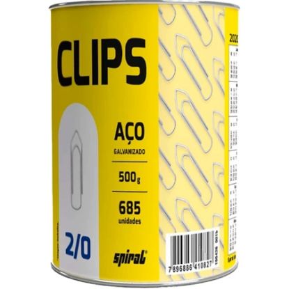 Imagem de CLIPS NUMERO 2/0 GALVANIZADO, LATA COM 500G, SPIRAL - PT 1 UN