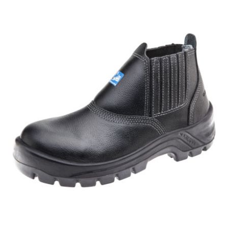 Imagem de BOTA DE COURO C/ ELASTICO LATERAL N° 41 PRETA C/ FORRO BICO DE COMPOSITE SOLADO PU BIDENSIDADE