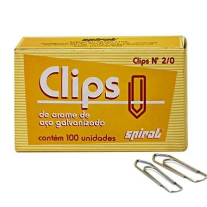 Imagem de CLIPS NÚMERO 2/0 GALVANIZADO, CAIXA COM 100 UNIDADES, SPIRAL - PT 1 UN