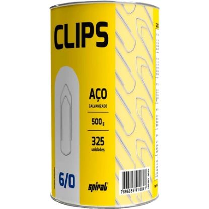 Imagem de CLIPS NUMERO 6/0 GALVANIZADO, LATA COM 500G, SPIRAL - PT 1 UN