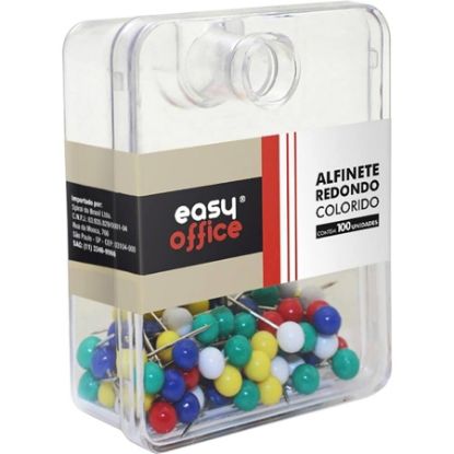 Imagem de ALFINETE PARA MAPA REDONDO COLORIDO EASY OFFICE CX 100 UN