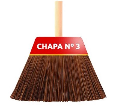 Imagem de VASSOURA DE PIACAVA CHAPA N 03 AMARELA / LARANJA .