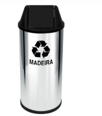 Imagem de LIXEIRA EM ACO INOX  22L C/ TAMPA VAI E VEM PLASTICA ( C/ ADESIVO DE ACORDO C/ O RESIDUO A SER COLETADO ) PRETO