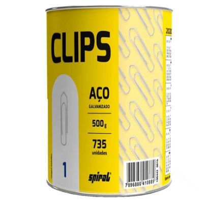 Imagem de CLIPS NÚMERO 1 GALVANIZADO, LATA COM 500G, SPIRAL - PT 1 UN