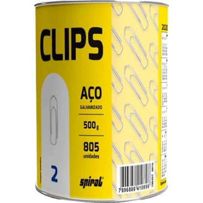 Imagem de CLIPS NÚMERO 2 GALVANIZADO, LATA COM 500G, SPIRAL - PT 1 UN