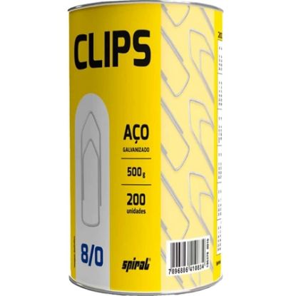 Imagem de CLIPS NÚMERO 8/0 GALVANIZADO, LATA COM 500G, SPIRAL - PT 1 UN