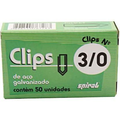 Imagem de CLIPS NÚMERO 3/0 GALVANIZADO, CAIXA COM 50 UNIDADES, SPIRAL - PT 1 UN