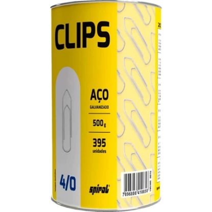 Imagem de CLIPS NÚMERO 4/0 GALVANIZADO, LATA COM 500G, SPIRAL - PT 1 UN