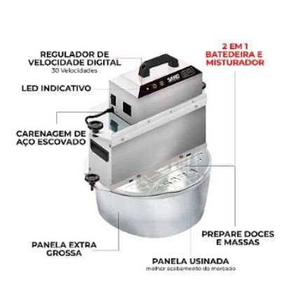 Imagem de BATEDEIRA PLANEARIA E MISTURADOR ELETRICO 10L 2 EM 1