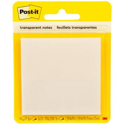 Imagem de BLOCO DE NOTAS ADESIVAS POST-IT TRANSPARENTE, 73 MM X 73 MM, 36 FOLHAS, 3M - BT 1 UN
