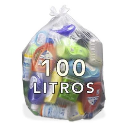 Imagem de SACO PLASTICO DE LIXO TRANSPARENTE 100L  70 X 90 CM 3,5 MICRAS C/ 100 UN