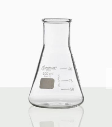 Imagem de FRASCO ERLENMEYER BOCA ESTREITA C/ ROLHA VIDRO 100ML