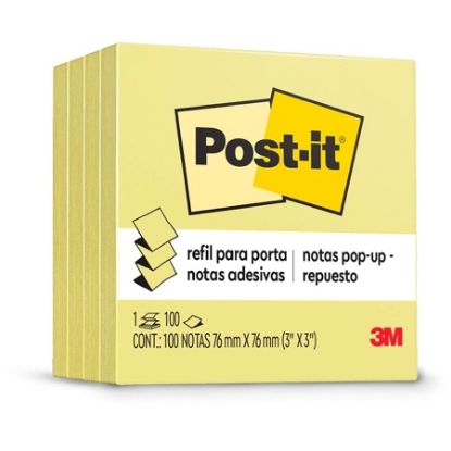 Imagem de BLOCO DE NOTAS ADESIVAS POST-IT REFIL AMARELO 76 MM X 76 MM - 100 FOLHAS - LEVE + POR MENOS - PT 4 BL