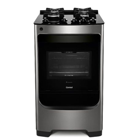 Imagem de FOGAO 4 BOCAS INOX COM TREMPE DE FERRO FUNDIDO COM MESA DE VIDRO BIVOLT
