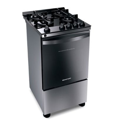 Imagem de FOGAO 4 BOCAS INOX COM MESA DE VIDRO, DUPLA CHAMA E GRILL ELETRICO 110V