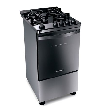 Imagem de FOGAO 4 BOCAS INOX COM MESA DE VIDRO, DUPLA CHAMA E GRILL ELETRICO 110V