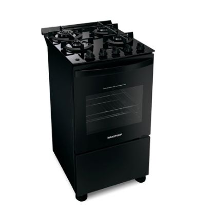 Imagem de FOGAO 4 BOCAS PRETO COM MESA DE VIDRO E DUPLA CHAMA BIVOLT