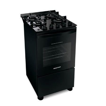 Imagem de FOGAO 4 BOCAS PRETO COM MESA DE VIDRO E DUPLA CHAMA BIVOLT