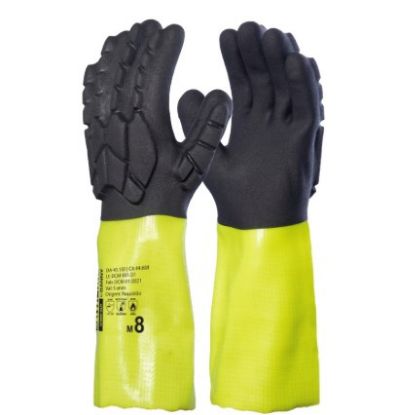 Imagem de LUVA DE NYLON/HPPE C/ BANHO DE PVC CONTRA IMPACTOS TAM M AMARELA EXTREME CHEM CUT
