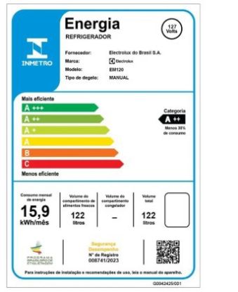 Imagem de FRIGOBAR EFFICIENT 122L UMA PORTA BRANCO C/ CONTROLE DE TEMPERATURA