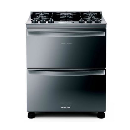 Imagem de FOGAO 5 BOCAS DUPLO FORNO COR INOX COM MESA DE VIDRO E TOUCH TIMER COM AUTODESLIGAMENTO 220V