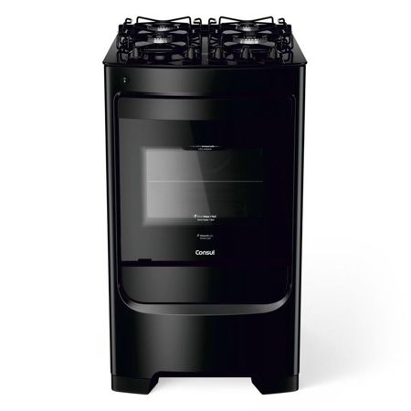 Imagem de FOGAO 4 BOCAS PRETO COM MESA DE VIDRO E GRADES INDIVIDUAIS SUPER ESTAVEIS BIVOLT