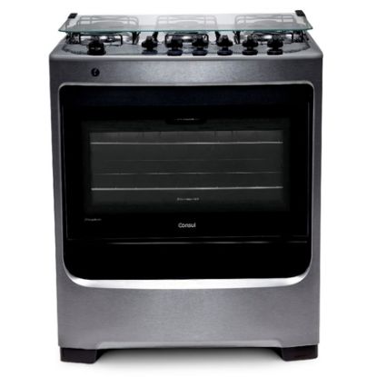 Imagem de FOGAO 6 BOCAS COR INOX COM BOTOES REMOVIVEIS E VIDRO INTERNO VEDADO BIVOLT