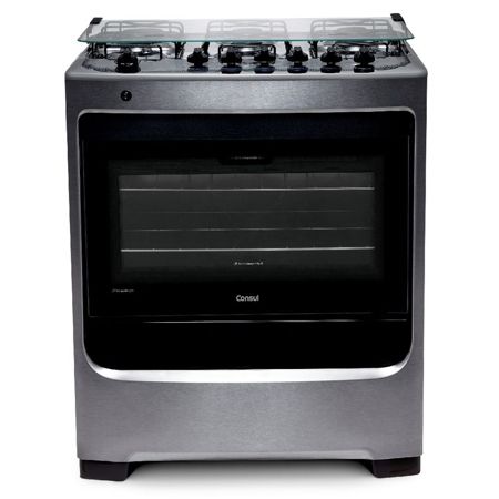 Imagem de FOGAO 6 BOCAS COR INOX COM BOTOES REMOVIVEIS E VIDRO INTERNO VEDADO BIVOLT