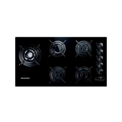 Imagem de COOKTOP 5 BOCAS PRETO DE VIDRO TEMPERADO COM TIMER TOUCH BIVOLT