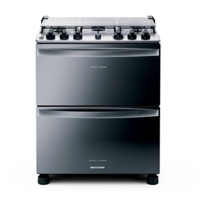 Imagem de FOGAO 5 BOCAS DUPLO FORNO COR INOX COM BOTOES REMOVIVEIS E EXCLUSIVO ARO PROTETOR 110V