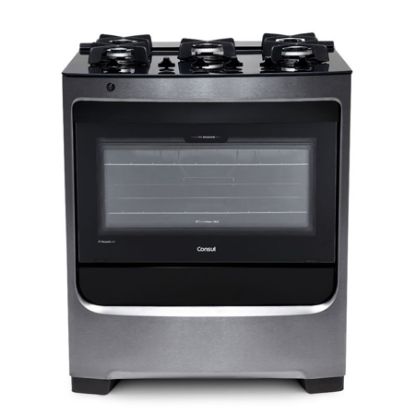 Imagem de FOGAO 5 BOCAS INOX COM TREMPE DE FERRO FUNDIDO COM MESA DE VIDRO BIVOLT