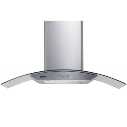 Imagem de COIFA DE PAREDE 90 CM INOX 5 E 6 BOCAS DESIGN EM VIDRO 110V