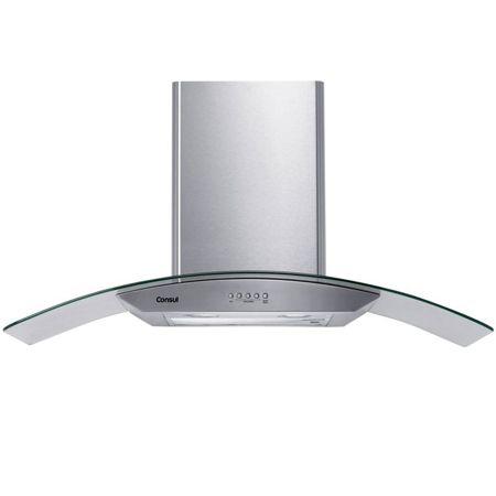 Imagem de COIFA DE PAREDE 90 CM INOX 5 E 6 BOCAS DESIGN EM VIDRO 220V
